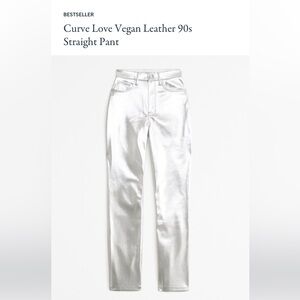 NWT Curve Love Vegan Leather 90s Straight Pant size 30 in Silver